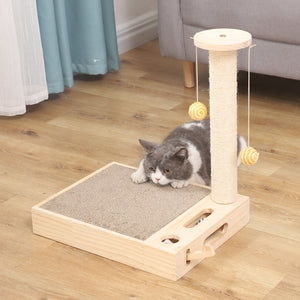 Lof Solid Wood Cat Scratch Board: Ideal for Playful Cats with Claw Clips, Toys, and Stress Relief Features